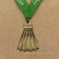 Sport Badminton forma medalha de metal forma com fita